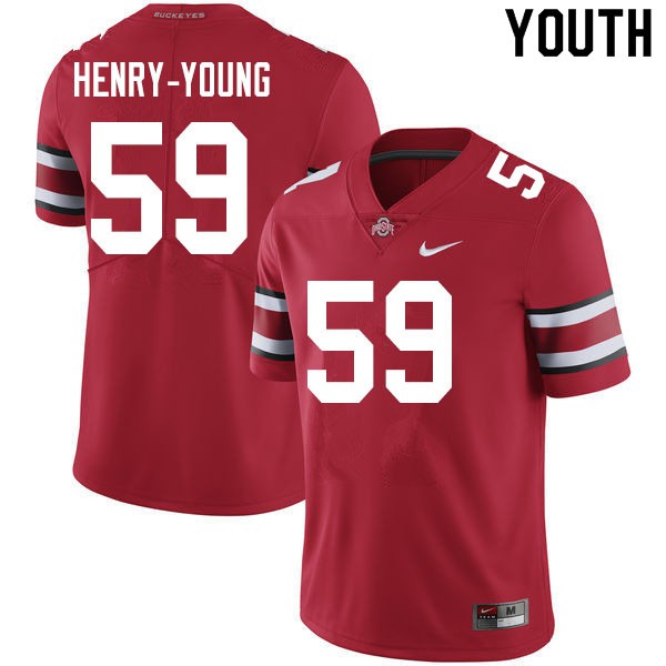 Ohio State Buckeyes #59 Darrion Henry-Young Youth Stitch Jersey Scarlet